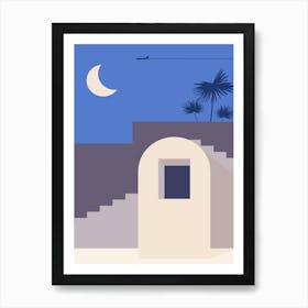 Night In The Desert. Boho, Boho decor: Egypt, Morocco night poster. Moon Art Print