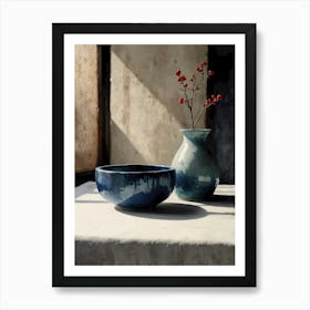 Blue Bowl And Vase Art Print