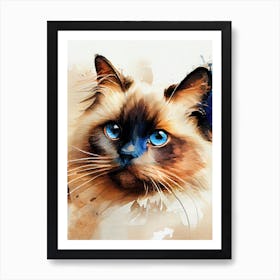 Watercolor Of A Cat animal Art Print
