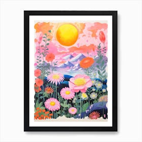 Abstract Landscape Risograph Style Botanical Art Print