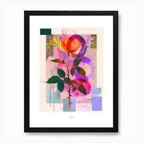 Rose 3 Neon Flower Collage Poster Art Print