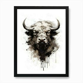 Aesthetic Abstract Watercolor Bison Art Print