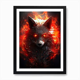 Wolf In Flames 3 Art Print