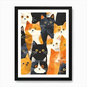 Repeatable Artwork With Cute Cat Faces 6 Art Print