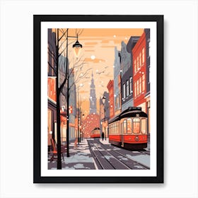 Vintage Winter Travel Illustration Copenhagen Denmark 5 Art Print