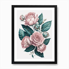 Pink And White Roses Painting (30) Art Print
