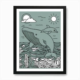 Whale And Dolphin Art Print