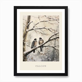 Winter Watercolour Falcon 1 Poster Art Print