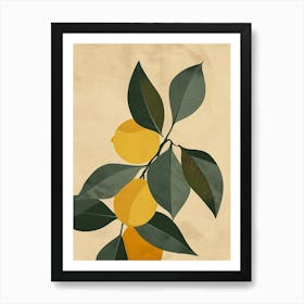 Lemon Tree Minimal Japandi Illustration 2 Art Print