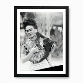 Frida Kahlo Holding Her Pet Monkey Art Print