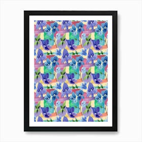 Blue Pansies - Veronica blue flower Art Print