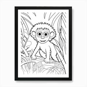Line Art Jungle Animal Spider Monkey 3 Art Print