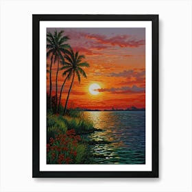 Sunset At The Beach Art Print