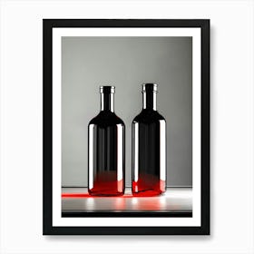 Two Bottles With Red Light Art Print