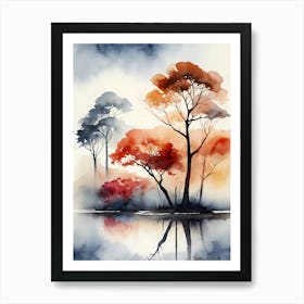 Watercolor Of Trees 10 Art Print