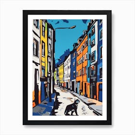 Painting Of A Berlin With A Cat In The Style Of Of Pop Art 1 Art Print