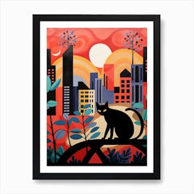 Jakarta, Indonesia Skyline With A Cat 2 Art Print