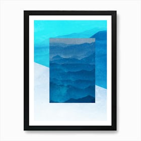 Minimal art Abstract Blue Mountains Art Print