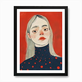 Girl With Polka Dots 2 Art Print