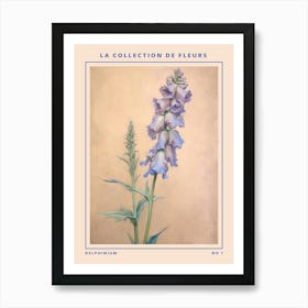 Delphinium French Flower Botanical Poster Art Print