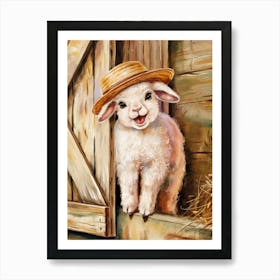 Lamb In A Straw Hat Art Print