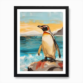 Galapagos Penguin Grytviken Colour Block Painting 4 Art Print