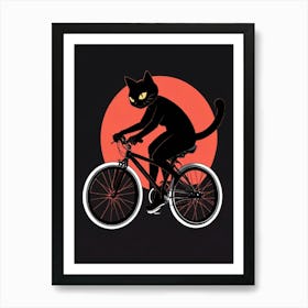 Cat Riding A Bike Art Print