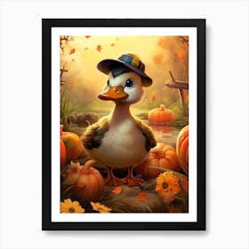 Pumpkin Cartoon Duckling 4 Art Print