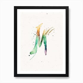 M, Letter, Alphabet Minimalist Watercolour 2 Art Print