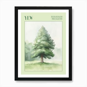 Yew Tree Atmospheric Watercolour Painting 3 Poster Art Print