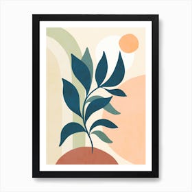 Earthy Tropical Foliage Blue 2 Art Print