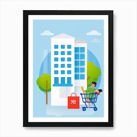 Shopping Cart On A Street Art Print