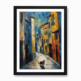 Painting Of Florence With A Cat In The Style Of Expressionism 1 Art Print