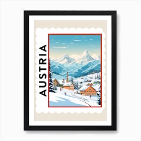 Retro Winter Stamp Poster Lech Austria Art Print