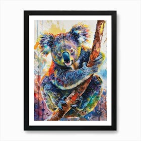 Koala Colourful Watercolour 2 Art Print