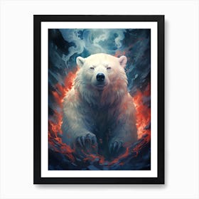 Polar Bear In Fire Art Print