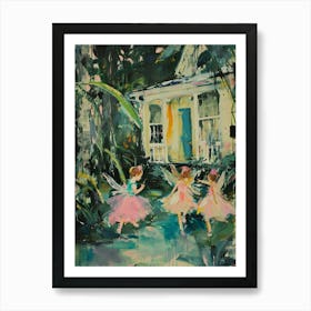Brushstrokes Fairies In A Garden 2 Art Print