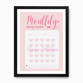 Monthly Saving Tracker Art Print