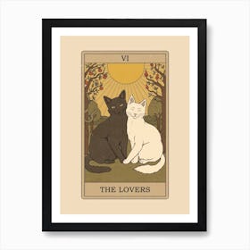 The Lovers   Cats Tarot Art Print