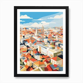 Dublin, Ireland, Geometric Illustration 1 Art Print