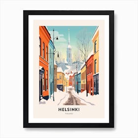 Vintage Winter Travel Poster Helsinki Finland 3 Art Print