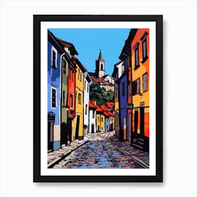 Painting Of A Prague With A Cat In The Style Of Of Pop Art 4 Art Print