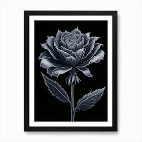 A Carnation In Black White Line Art Vertical Composition 63 Art Print