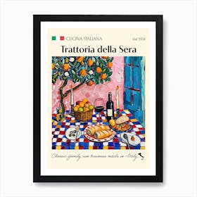Trattoria Della Sera Trattoria Italian Poster Food Kitchen Art Print