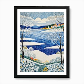 Winter Lake Landscape 1 Art Print