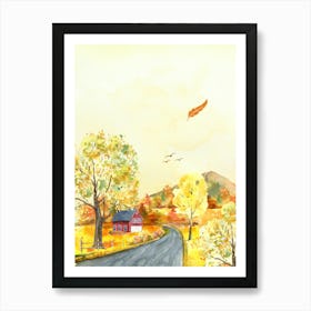 Watercolor Autumn Background Art Print