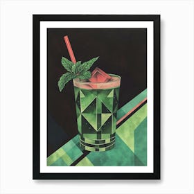 Mint Cocktail Art Deco Inspired 1 Art Print