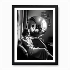 Disco Ball Woman Black And White Photography 2 Art Print