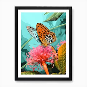 Pop Art Silver Washed Fritillary Butterfly 2 Art Print