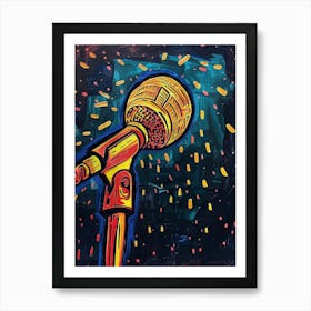 Comedy Club Austin Texas Colourful Blockprint 1 Art Print